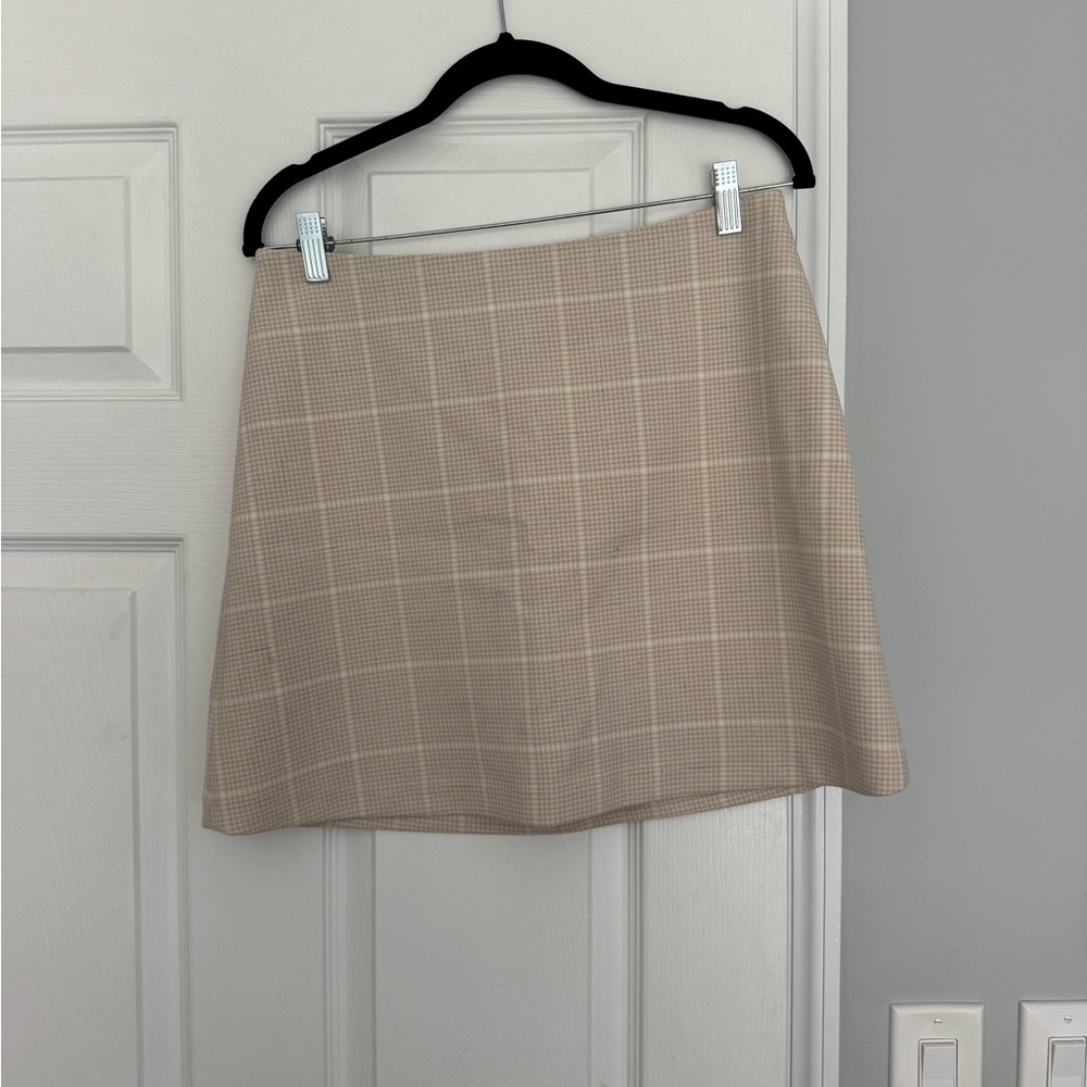 Wilfred Beige Plaid Mini Skirt